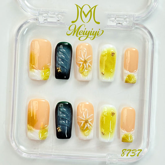8737-MYY's designer original high-end design customized luxury hand-painted wearable nail art