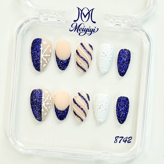 8742-MYY's designer original high-end design customized luxury hand-painted wearable nail art