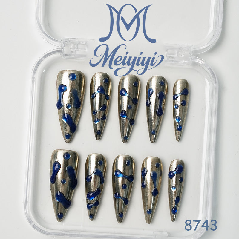 8743-MYY's designer original high-end design customized luxury hand-painted wearable nail art