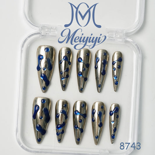 8743-MYY's designer original high-end design customized luxury hand-painted wearable nail art