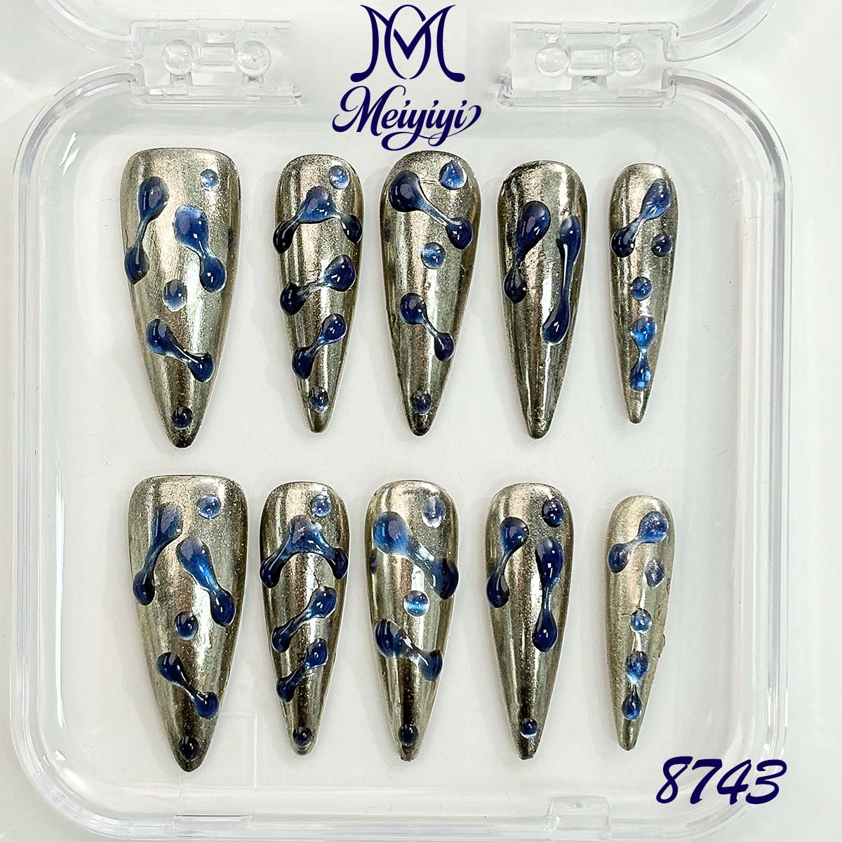 8743-MYY's designer original high-end design customized luxury hand-painted wearable nail art