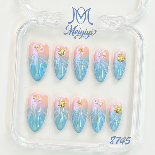8745-MYY's designer original high-end design customized luxury hand-painted wearable nail art