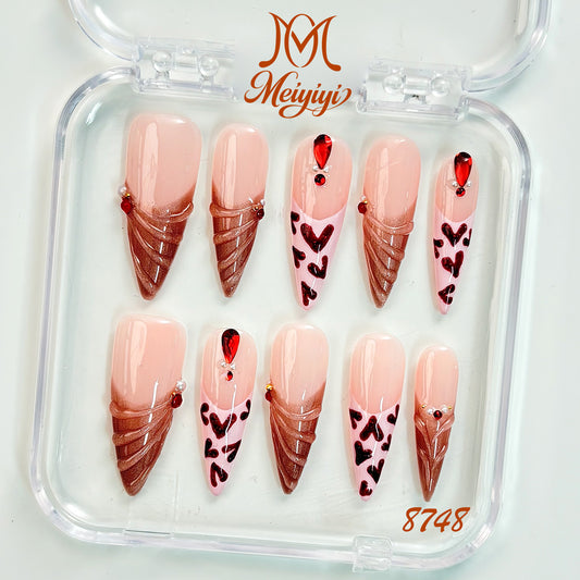 8748-MYY's designer original high-end design customized luxury hand-painted wearable nail art