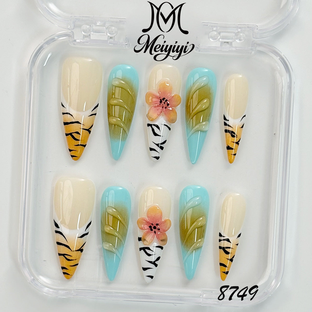 8749-MYY's designer original high-end design customized luxury hand-painted wearable nail art