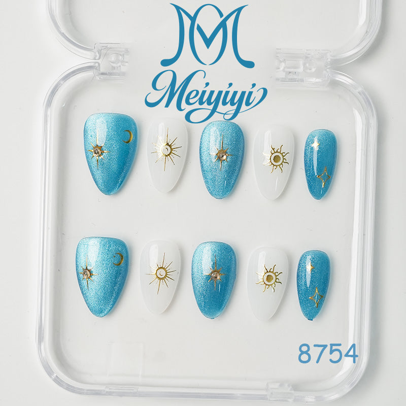 8754-MYY's designer original high-end design customized luxury hand-painted wearable nail art
