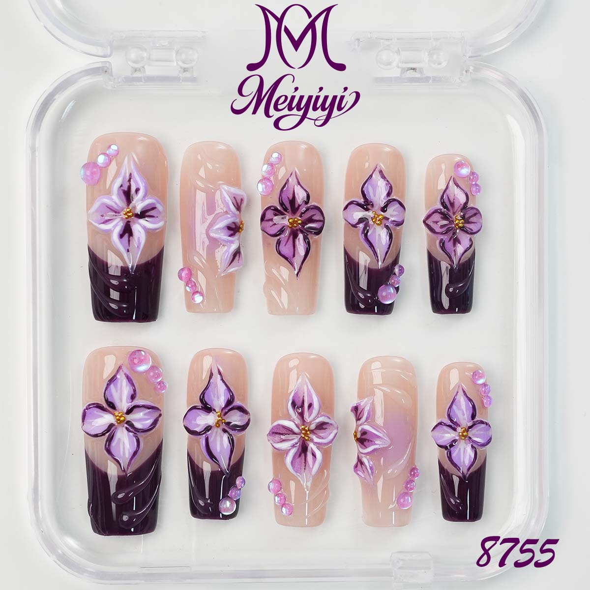 8755-MYY's designer original high-end design customized luxury hand-painted wearable nail art