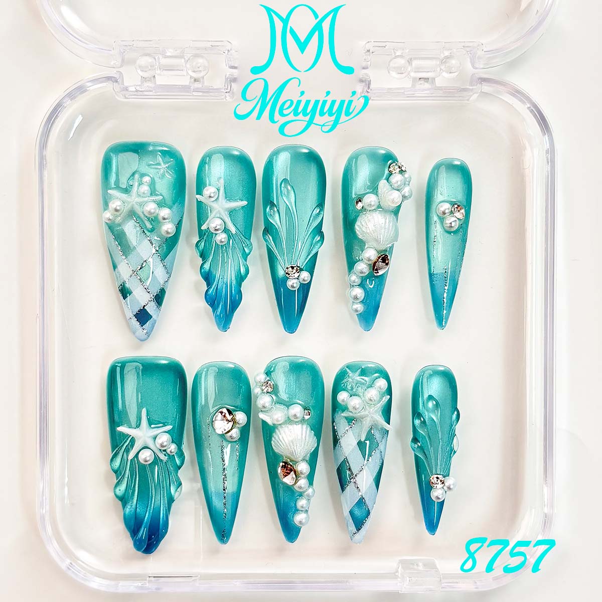 8757-MYY's designer original high-end design customized luxury hand-painted wearable nail art