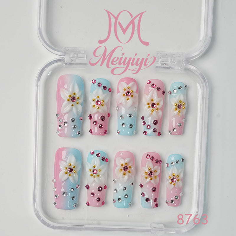 8763-MYY's designer original high-end design customized luxury hand-painted wearable nail art