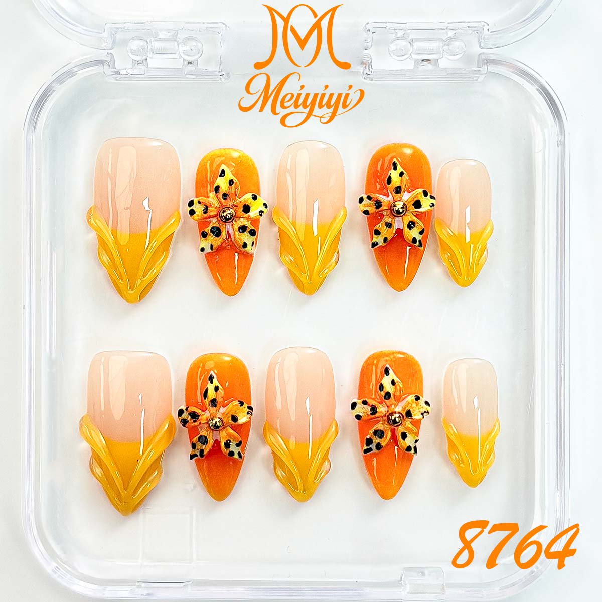 8764-MYY's designer original high-end design customized luxury hand-painted wearable nail art