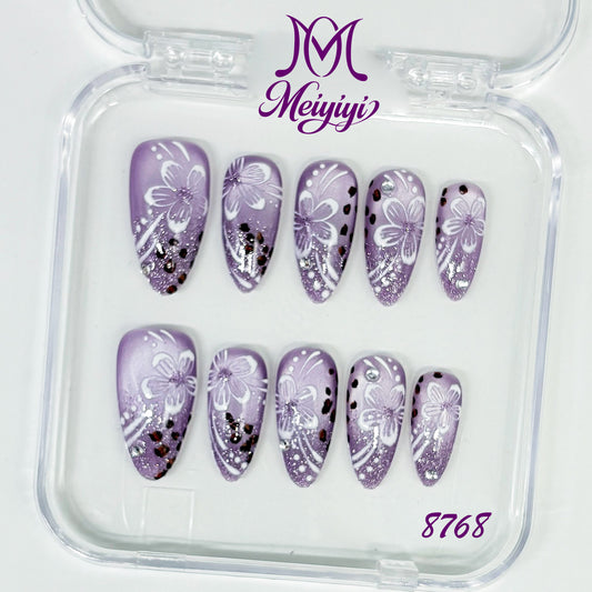 8768-MYY's designer original high-end design customized luxury hand-painted wearable nail art