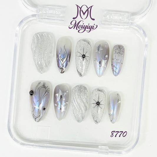 8770-MYY's designer original high-end design customized luxury hand-painted wearable nail art