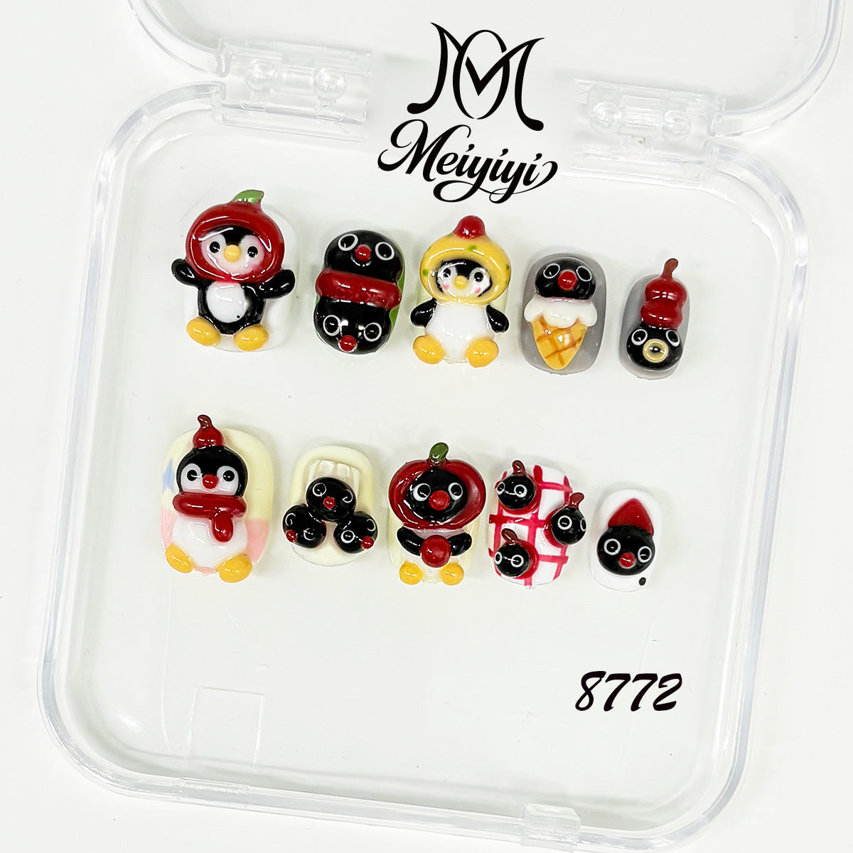 8772-MYY's designer original high-end design customized luxury hand-painted wearable nail art
