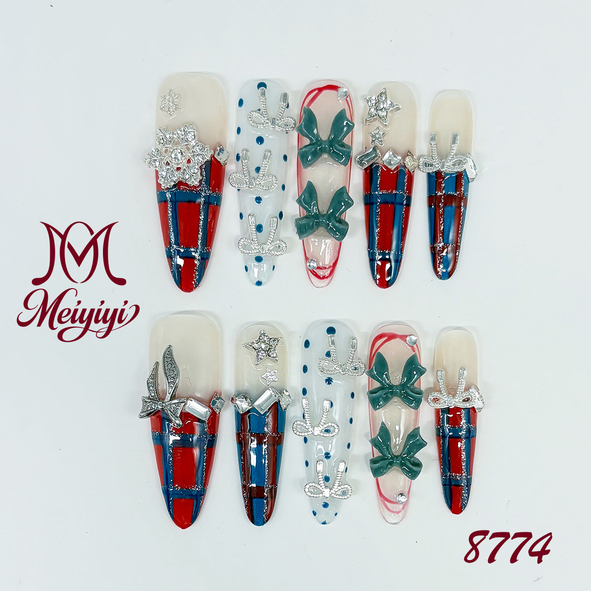 8774-MYY's designer original high-end design customized luxury hand-painted wearable nail art
