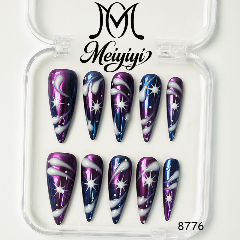 8776-MYY's designer original high-end design customized luxury hand-painted wearable nail art