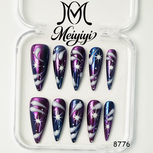 8776-MYY's designer original high-end design customized luxury hand-painted wearable nail art