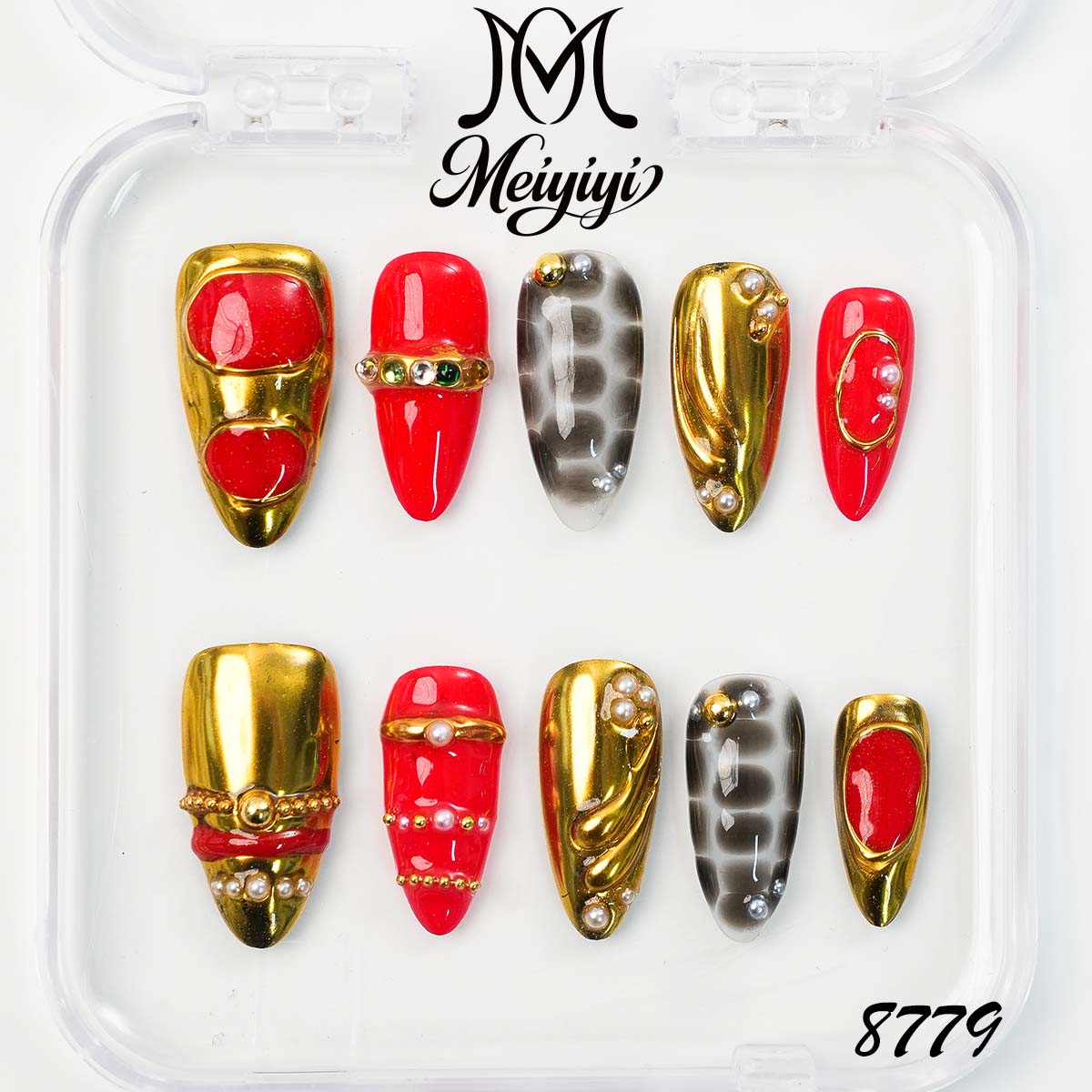 8779-MYY's designer original high-end design customized luxury hand-painted wearable nail art