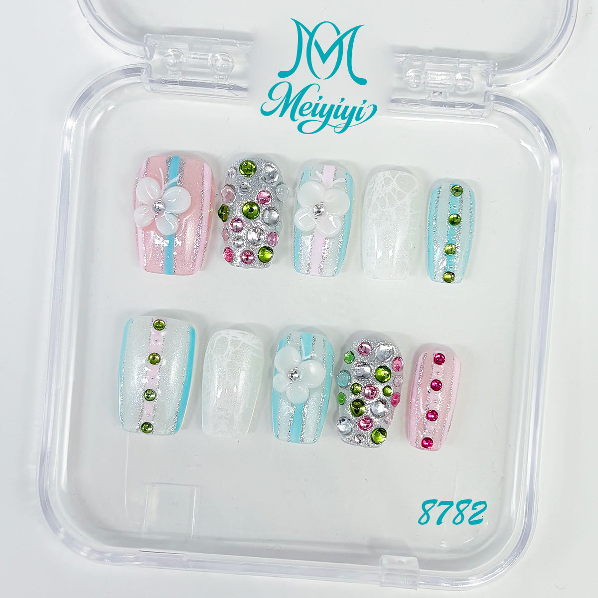 8782-MYY's designer original high-end design customized luxury hand-painted wearable nail art