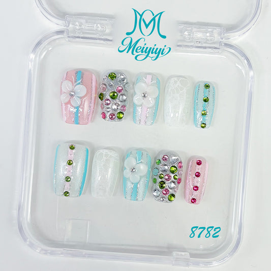 8782-MYY's designer original high-end design customized luxury hand-painted wearable nail art
